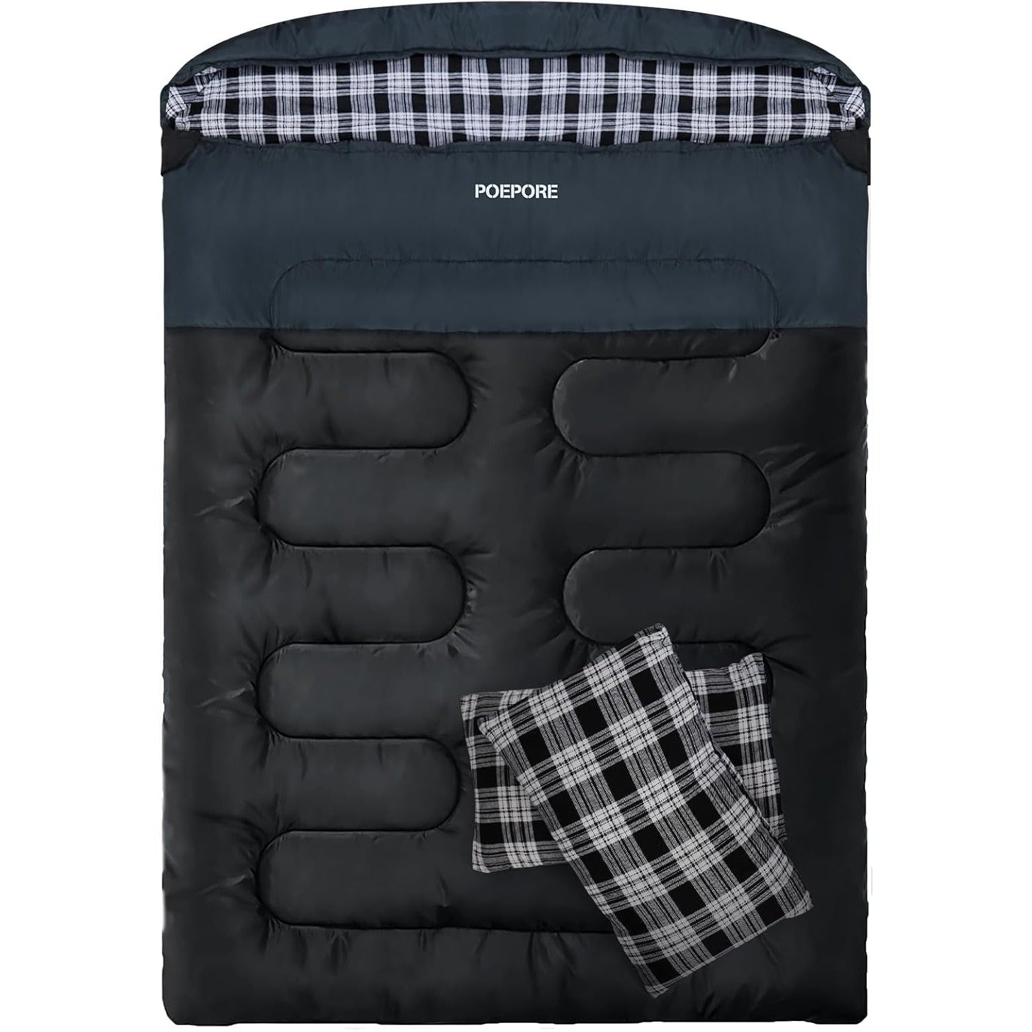 POEPORE Double Flannel Sleeping Bag for Two Adults XXL Queen Size